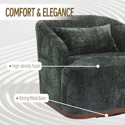 Chenille Swivel Barrel Chair, 360-Degree Comfy Accent Sofa for Living Room, Bedroom, and Study with Removable Cushion