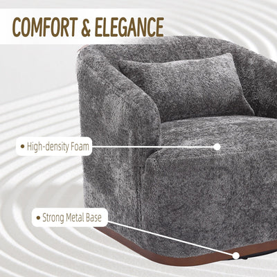 Chenille Swivel Barrel Chair, 360-Degree Comfy Accent Sofa for Living Room, Bedroom, and Study with Removable Cushion