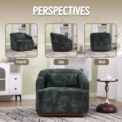 Chenille Swivel Barrel Chair, 360-Degree Comfy Accent Sofa for Living Room, Bedroom, and Study with Removable Cushion