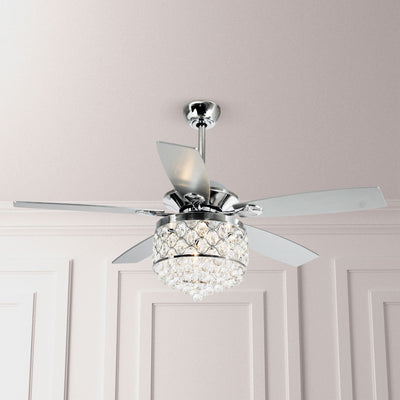Chrome/ Crystal 4-light Chandelier/ Ceiling Fan with Remote
