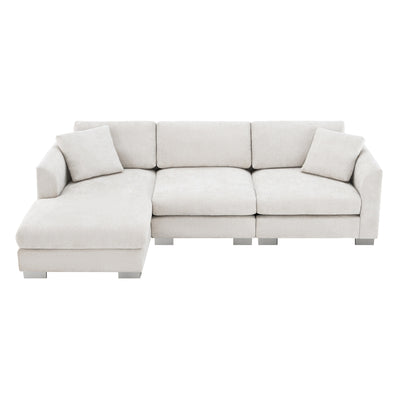 Cloud Sectional Sofa,L-Shaped Luxury Couch Set With 2 Free Pillows,4-Seat Chenille Indoor Furniture With Oversized Chaise