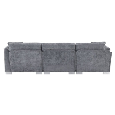 Cloud Sectional Sofa,L-Shaped Luxury Couch Set With 2 Free Pillows,4-Seat Chenille Indoor Furniture With Oversized Chaise