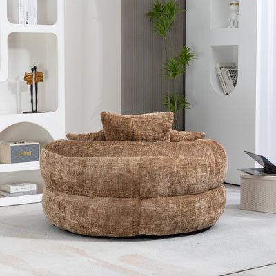 Coffee Oversized 42.52 Chenille Lazy Bean Bag Single Sofa with Three Pillows for Bedroom