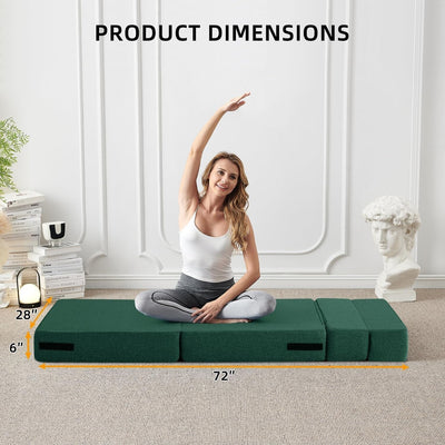 Convertible Folding Sofa Bed - Modern Linen Sleeper Chair with Pillow & Foldable Mattress for Living Room/Dorm/Guest