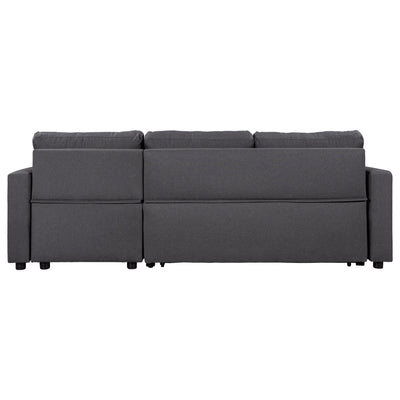 Convertible L-Shaped Sectional Sofa with Pull-Out Bed and Storage Space, 2 Tossing Cushions