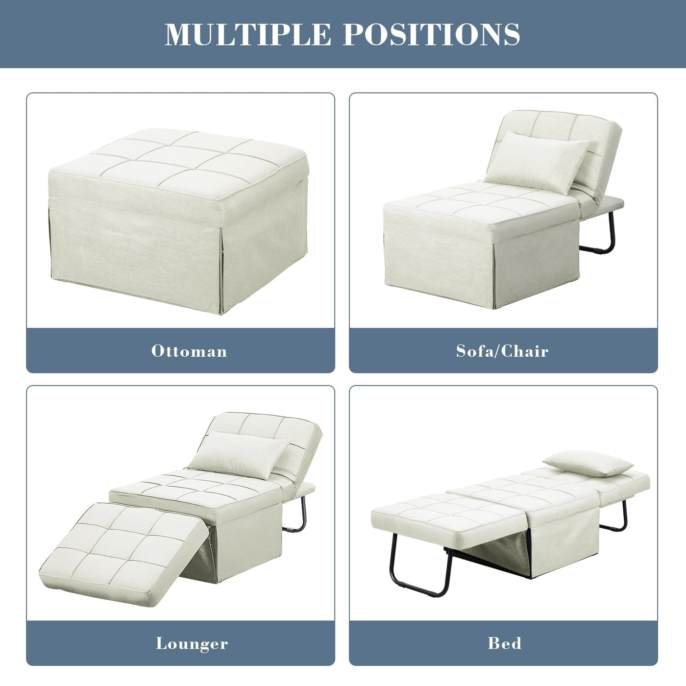 Convertible Sofa Bed Sleeper Sofa Chair Couch Folding Ottoman Recliner Chairs for Living Room
