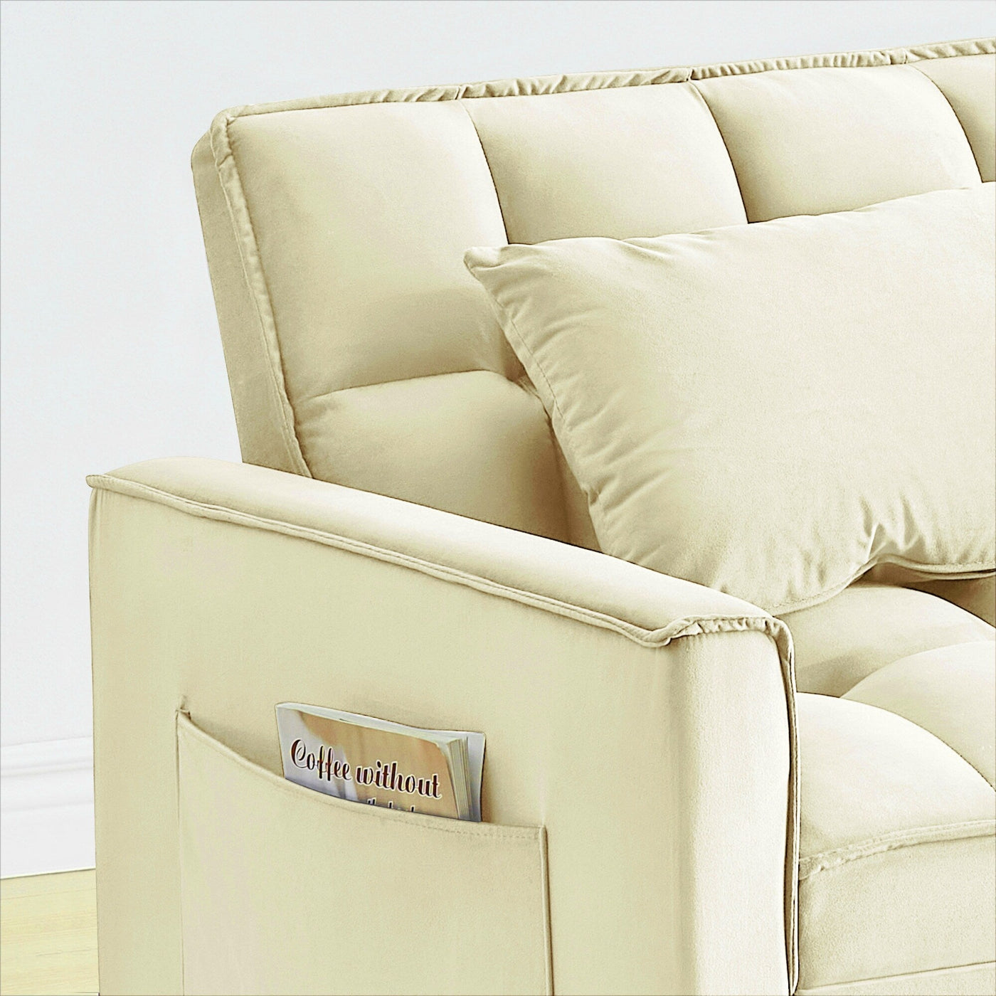 Convertible Sofa Bed with Adjustable Back and Wheel