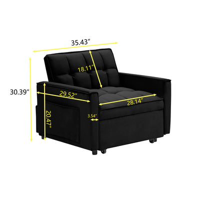Convertible Sofa Bed with Adjustable Back and Wheel