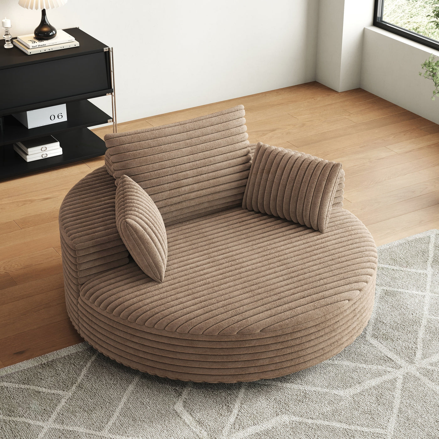 Corduroy Chenille Foam Single Swivel Chair