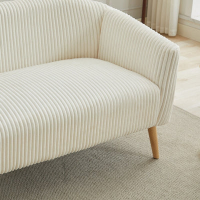 Corduroy Fabric Upholstered 2-Seat Sofa with Wooden Walnut Legs
