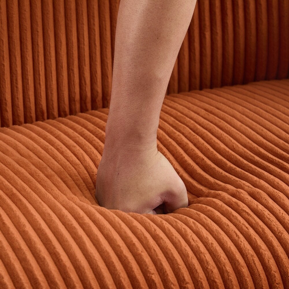 Corduroy Fabric Upholstered 2-Seat Sofa with Wooden Walnut Legs