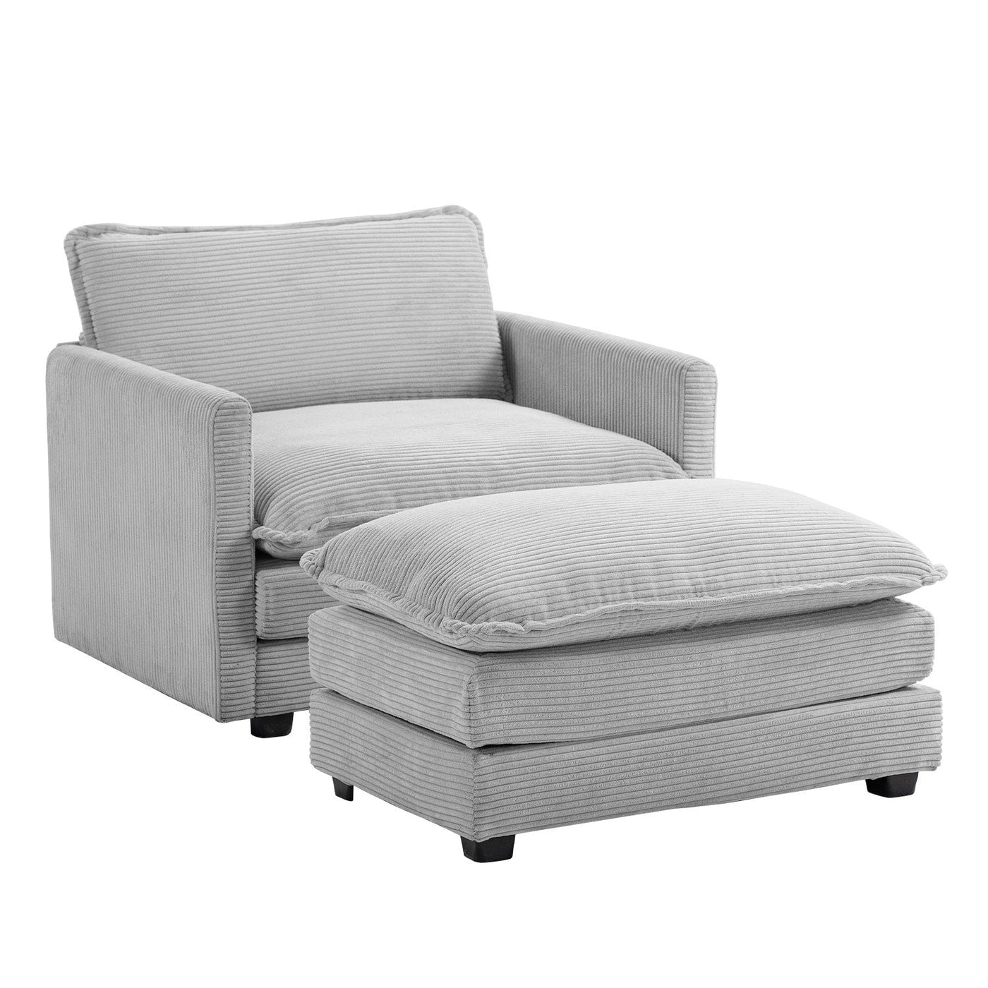 Corduroy Sectional Sofa with Removable Ottomans & Ultra-soft Cushions for Living Room & Bedroom