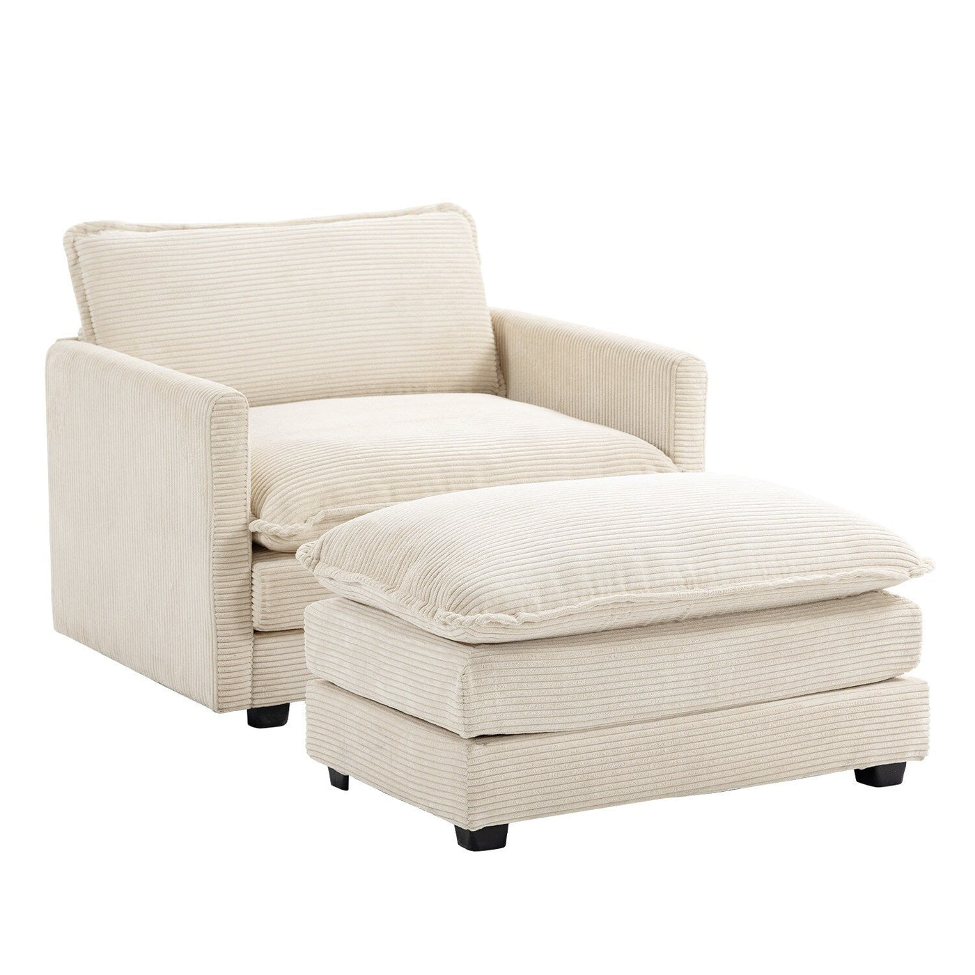Corduroy Sectional Sofa with Removable Ottomans & Ultra-soft Cushions for Living Room & Bedroom