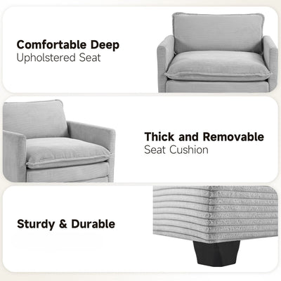 Corduroy Sectional Sofa with Removable Ottomans & Ultra-soft Cushions for Living Room & Bedroom