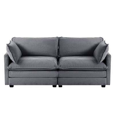 Corduroy Sectional Sofa with Removable Ottomans & Ultra-soft Cushions for Living Room & Bedroom