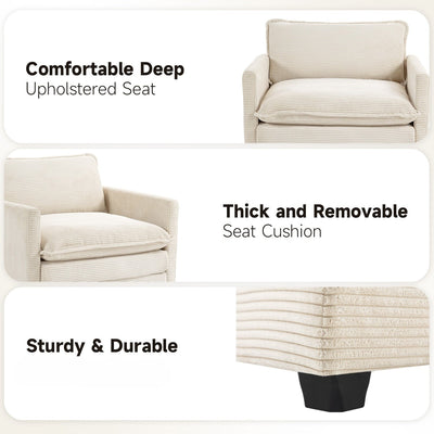Corduroy Sectional Sofa with Removable Ottomans & Ultra-soft Cushions for Living Room & Bedroom