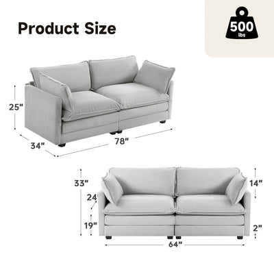 Corduroy Sectional Sofa with Removable Ottomans & Ultra-soft Cushions for Living Room & Bedroom