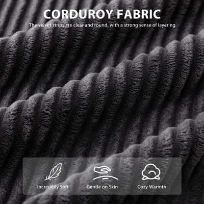 Corduroy Upholstered Memory Foam Sofa With Ottoman Upholstered Bean Bag Couch - 48.4Lx67.7Wx24.4H