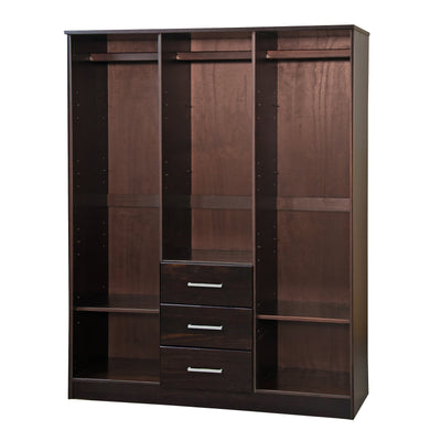 Palace Imports 100% Solid Wood Cosmo 3-Door Wardrobe Armoire with Solid Wood or Mirrored Doors