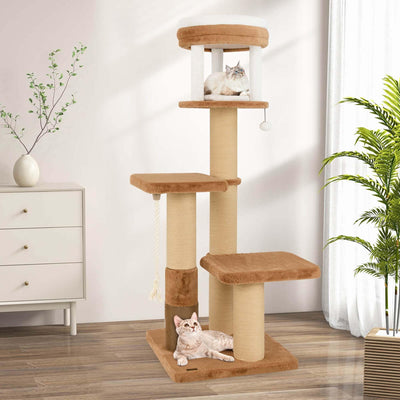 Costway 65 Tall Cat Tree for Indoor with Self-groomer Padded Perch - See Details