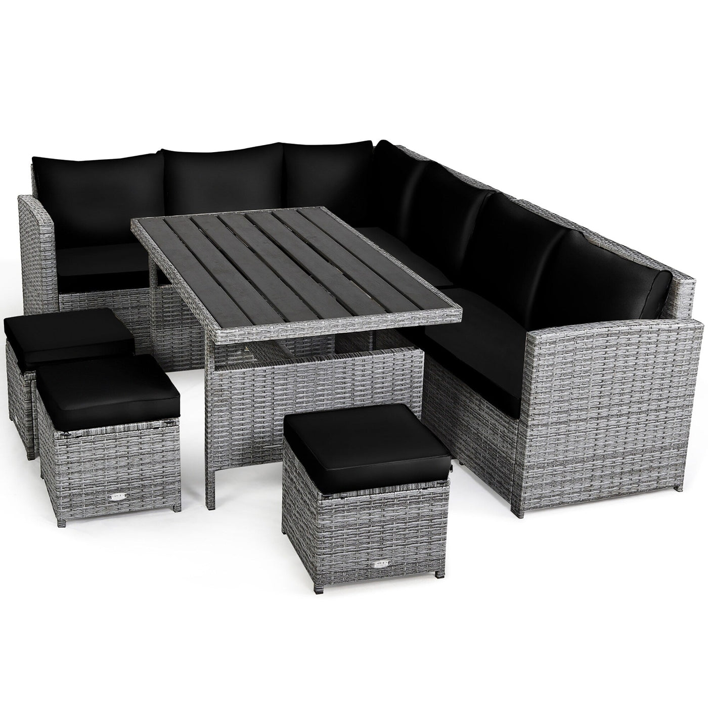 Costway 7 PCS Patio Rattan Dining Set Sectional Sofa Couch Ottoman - See Details