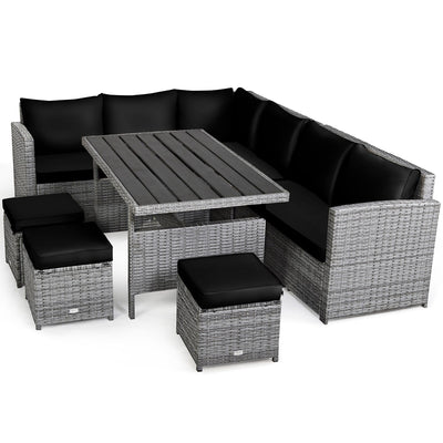 Costway 7 PCS Patio Rattan Dining Set Sectional Sofa Couch Ottoman - See Details