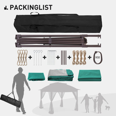 Cozywor 11 ft. x 11 ft. Pop-Up Steel Gazebo with Mosquito Netting