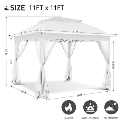 Cozywor 11 ft. x 11 ft. Pop-Up Steel Gazebo with Mosquito Netting