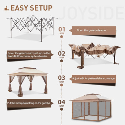 Cozywor 11 ft. x 11 ft. Pop-Up Steel Gazebo with Mosquito Netting