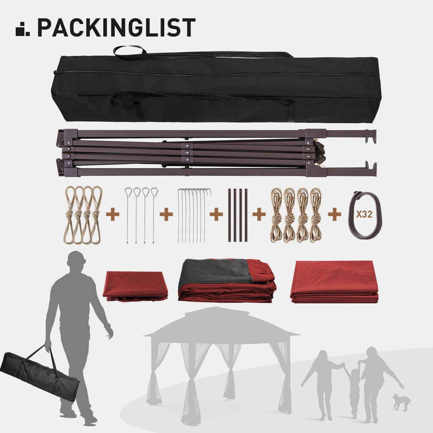 Cozywor 11 ft. x 11 ft. Pop-Up Steel Gazebo with Mosquito Netting