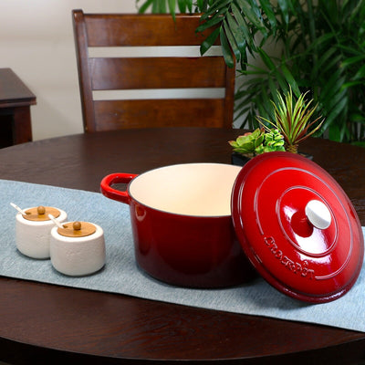 Craftsman 7 Quart Dual Handle Cast Iron Round Dutch Oven in Pepper Red