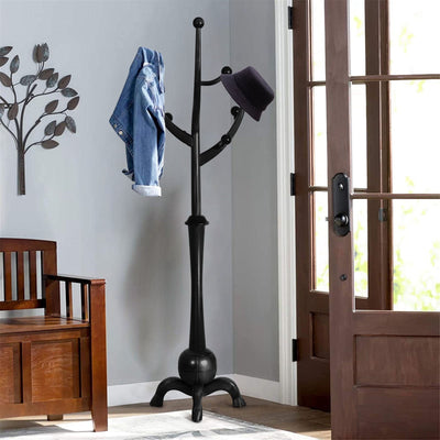 Tree-branch Rubberwood Freestanding Coat Rack with 8 Hooks - 24.5W x 70.87H