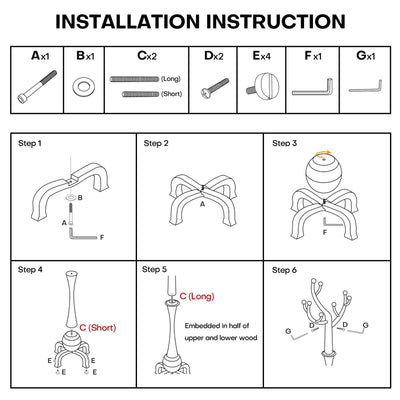 Tree-branch Rubberwood Freestanding Coat Rack with 8 Hooks - 24.5W x 70.87H