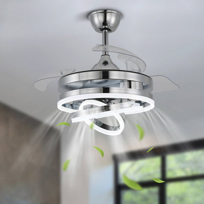 Cusp Barn 42 Retractable Ceiling Fan with Lights and Remote DIY Shape Fandelier Modern Silent DC Motor LED Ceiling Light