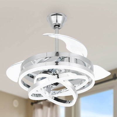 Cusp Barn 42 Retractable Ceiling Fan with Lights and Remote DIY Shape Fandelier Modern Silent DC Motor LED Ceiling Light