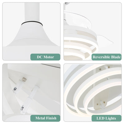 Cusp Barn 42 Retractable Ceiling Fan with Lights and Remote DIY Shape Fandelier Modern Silent DC Motor LED Ceiling Light
