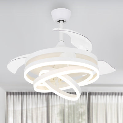 Cusp Barn 42 Retractable Ceiling Fan with Lights and Remote DIY Shape Fandelier Modern Silent DC Motor LED Ceiling Light