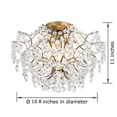 Dalia Elegant Indoor 3-light Crystal Flush Mount