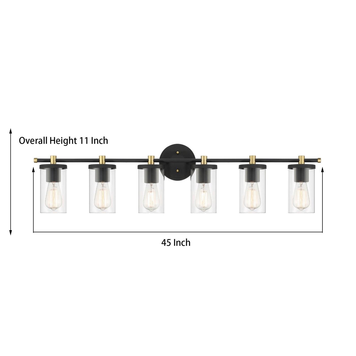 Decatur 6-light Modern Farmhouse Black/ Gold Bathroom Vanity Light with UL Certified