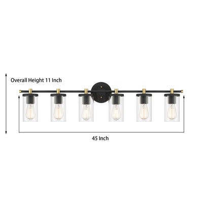 Decatur 6-light Modern Farmhouse Black/ Gold Bathroom Vanity Light with UL Certified