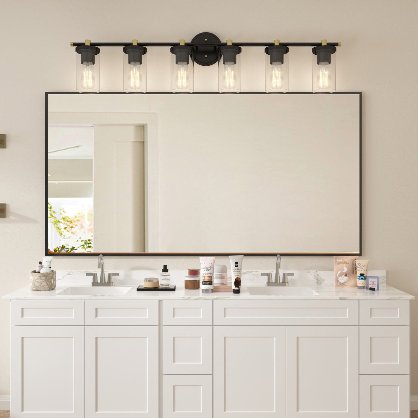 Decatur 6-light Modern Farmhouse Black/ Gold Bathroom Vanity Light with UL Certified