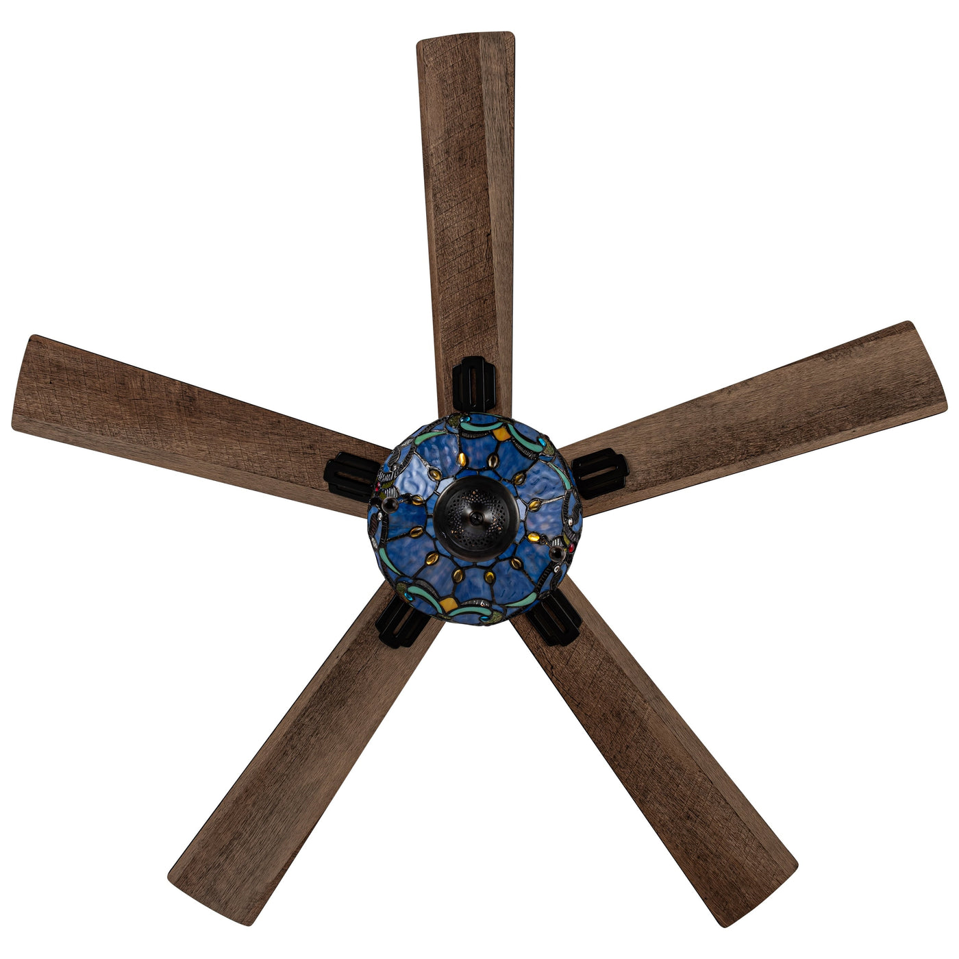 Della River of Goods Oil-Rubbed Bronze and Stained Glass 52-Inch 3-Light Remote-Controlled Ceiling Fan