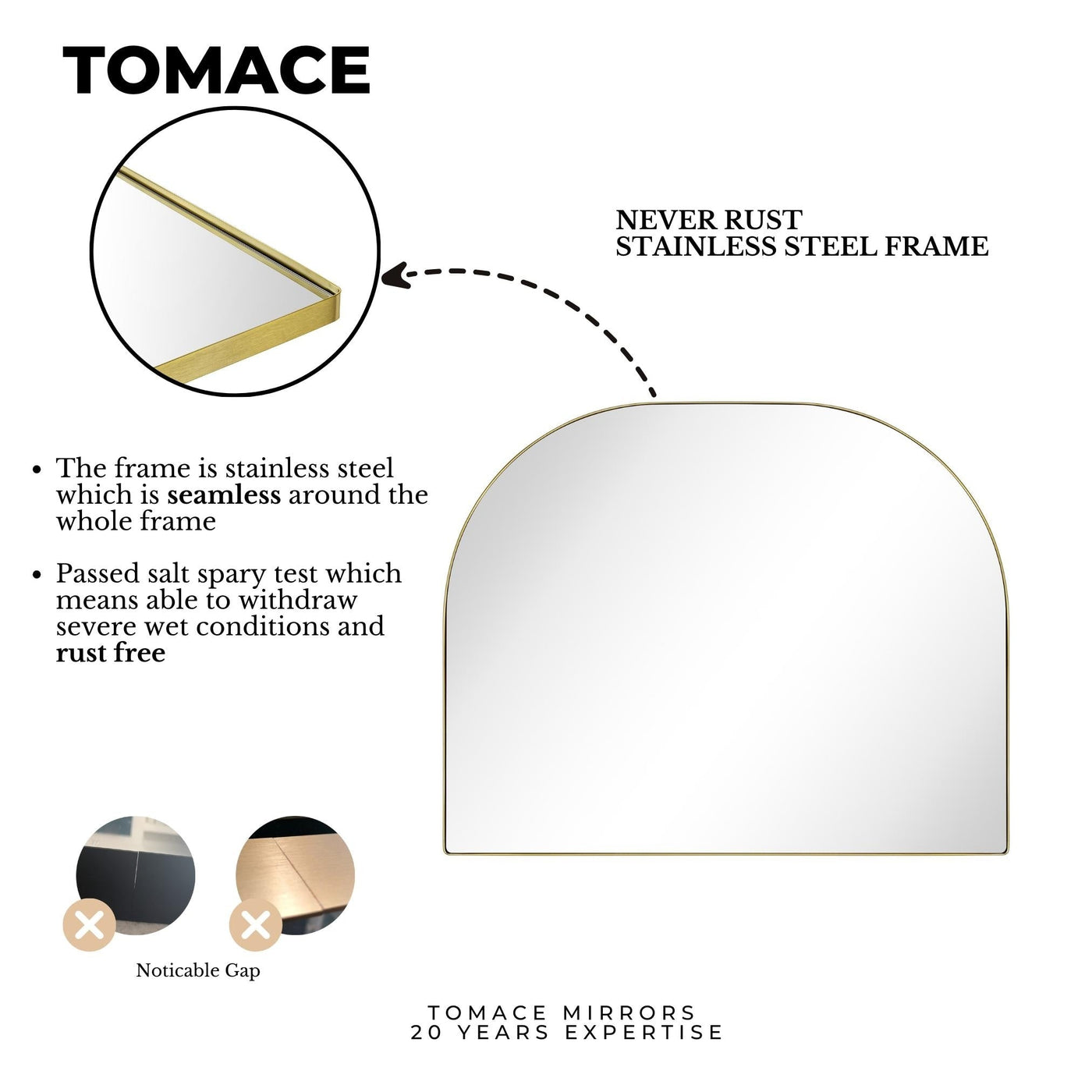 TEHOME Dezerae Large Arch Mirror for Mantel, 40'' W x 32'' H