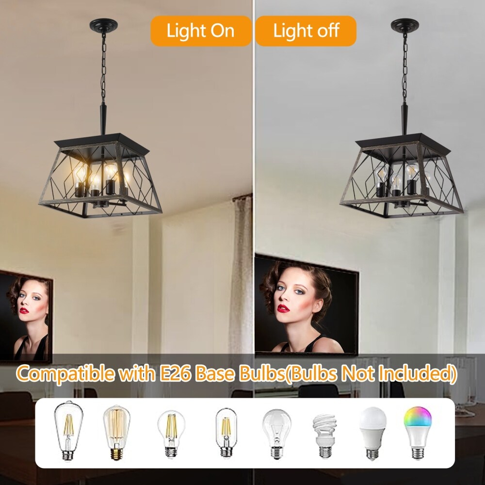 Dimmable 4-Light Farmhouse Chandeliers Light for Dining Room No Bulb