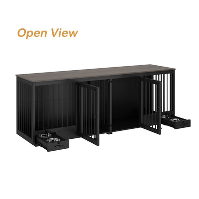 Dog Crate Furniture -Wooden Dog Kennel with Room Divider and 2 Drawers