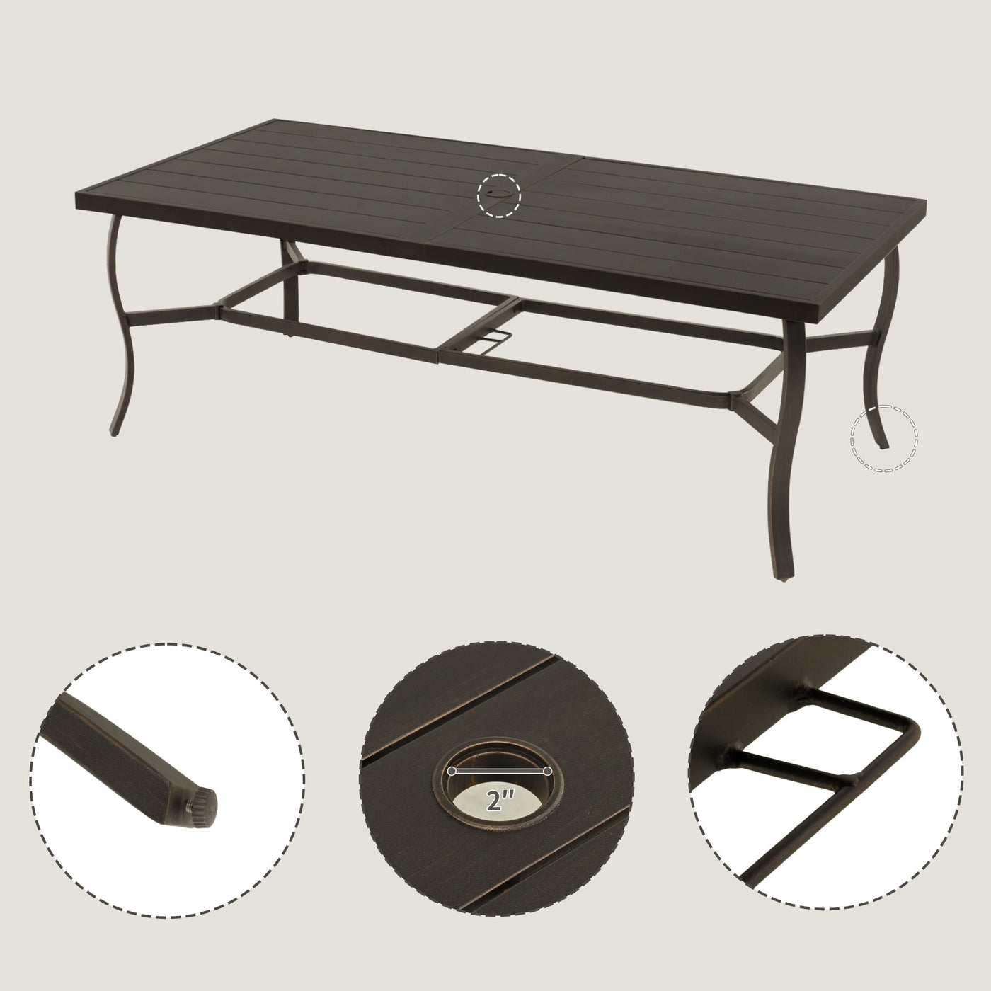 EGEIROS LIFE AluLux 9-Piece Aluminum Patio Dining Set with 2 Swivel Dining Chairs, 6 Dining Chairs and Washable Cushions