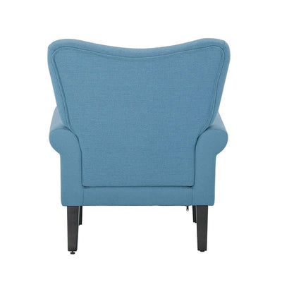 Erommy Modern Accent Chair, High Back Armchair, Upholstered Fabric Button Single Sofa with Wooden Legs for Living Room