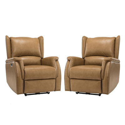 Eduardo Genuine Leather Power Recliner with USB Port Set of 2