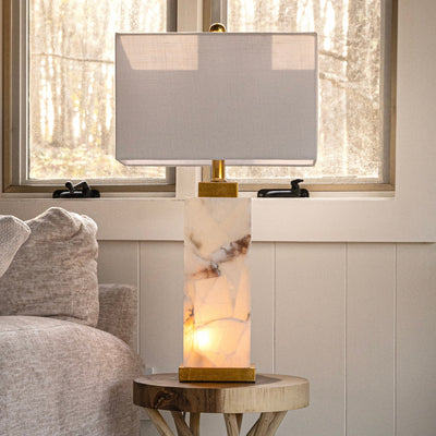 Eloise 27.5 Alabaster LED Table Lamp, White/Gold Leaf by JONATHAN Y