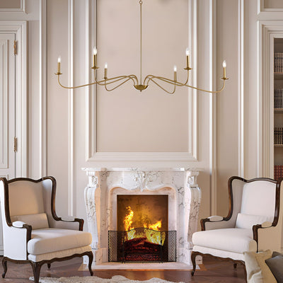 6-Light Classic French Minialist Chandelier with Candle-Style Lighting